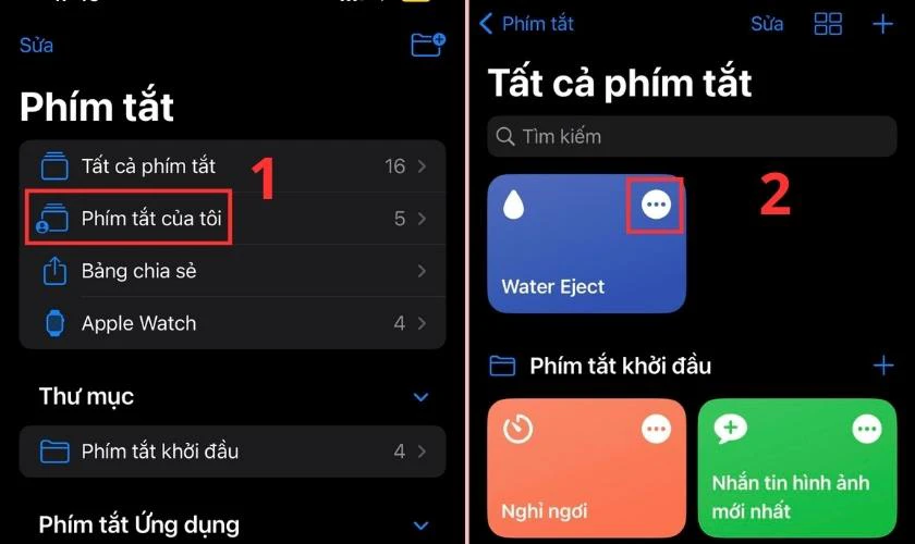 Nhấn v&agrave;o Ph&iacute;m tắt của t&ocirc;i rồi nhấn biểu tượng ba chấm